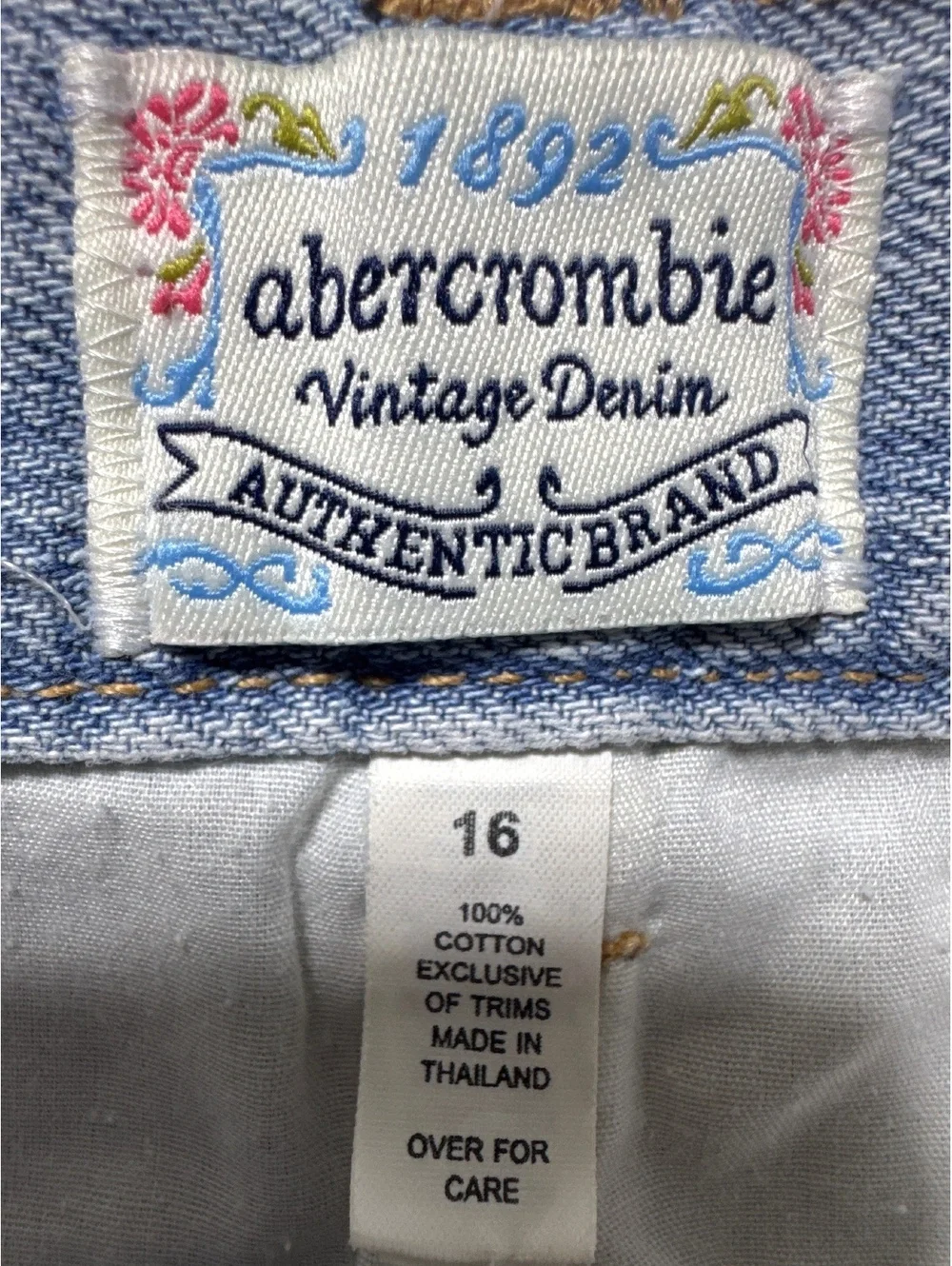 Abercrombie Vintage Denim Mini Skirt Size 16 with Beaded Emb